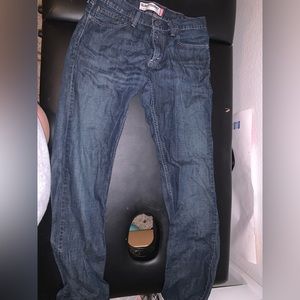 dark wash low rise jeans